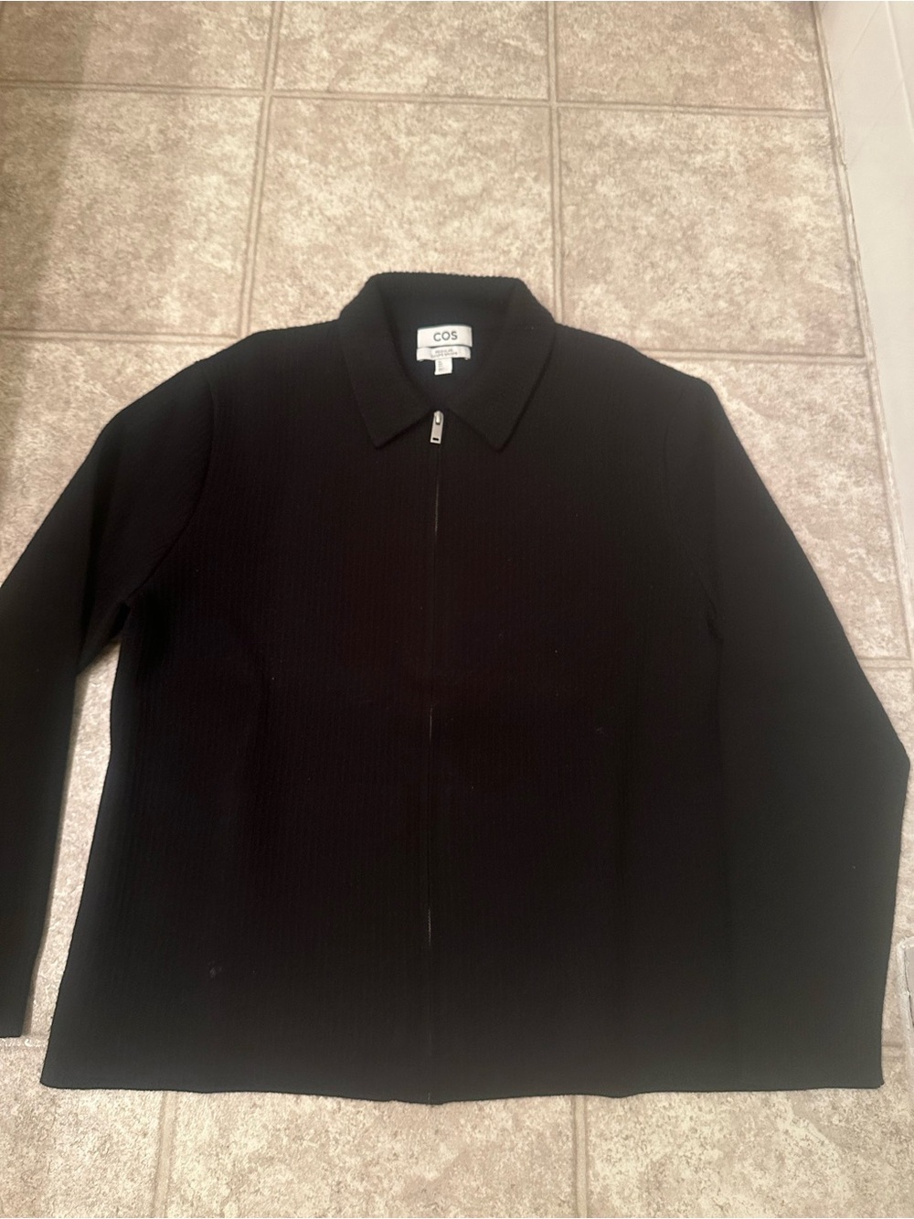 COS Men’s Black Zip-Up Collared Jacket